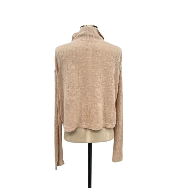 Free People Betty Cardigan Sweater Linen Blend‎ Beige Tan Size XL - Image 8