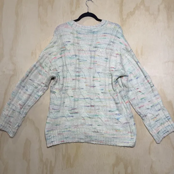 American Eagle Sweater‎ Womens M Pastel Knit Cable Crewneck Cozy Soft - Image 8