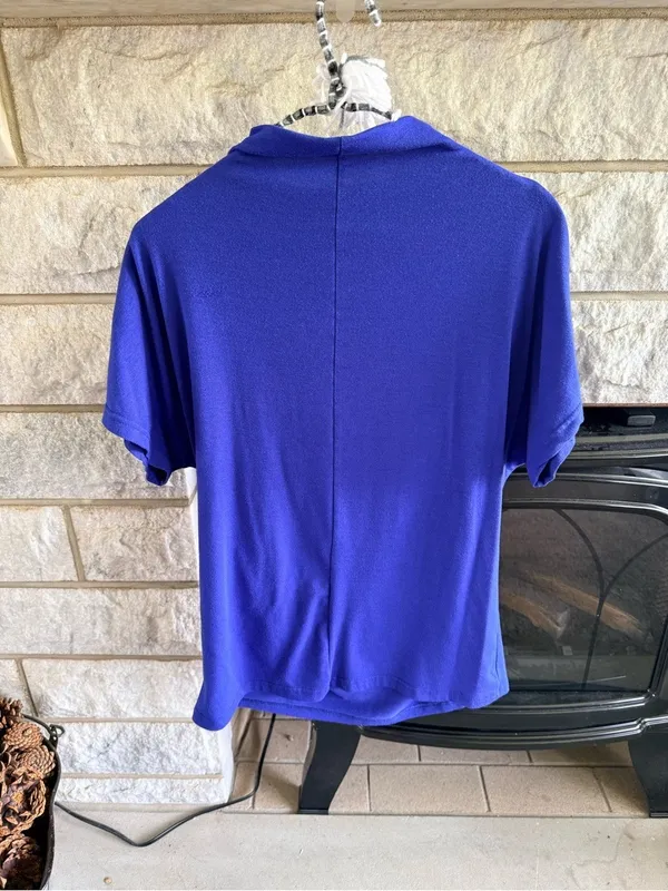 *5 for $45* Royal Blue Maternity Short-Sleeve Mock Neck Top M - Image 6