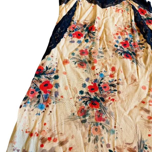 Zara Floral Print Slip Dress Lace Trim Spaghetti Strap Mini Size XS Women's - Image 7