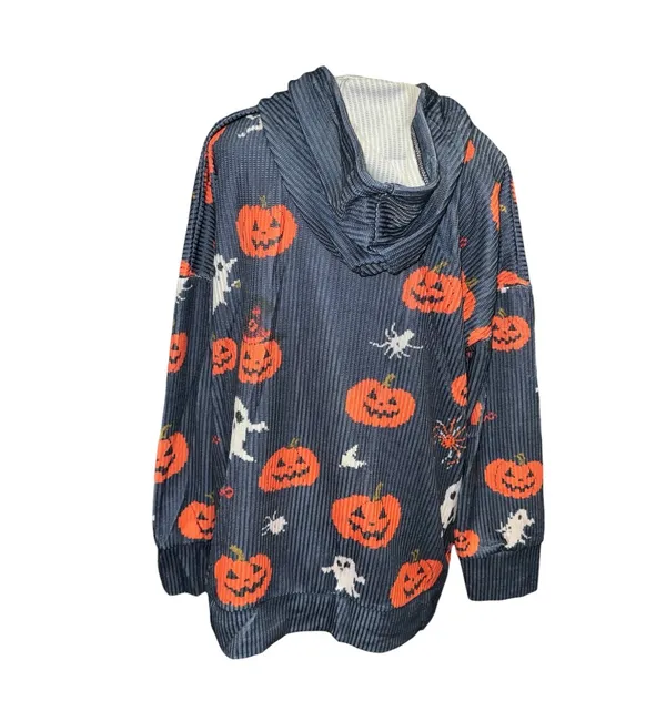 Spooky print Halloween cardigan hoodie - Image 3