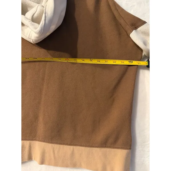 Madewell MWL Colorblock Side Zip Hoodie Brown Tan Cream‎ Organic Cotton Small - Image 6