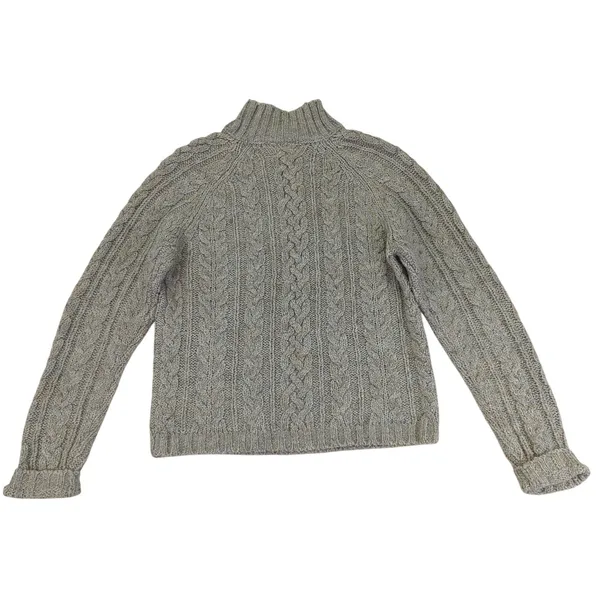Vintage North Crest Cable Knit Mock Neck Sweater Womens Small Tan Acrylic‎ Wool - Image 2