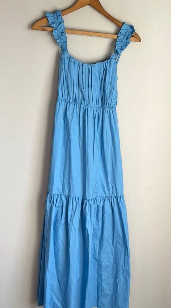 NEW Abercrombie & Fitch poplin bow back ruffle strap maxi dress XS - Image 2