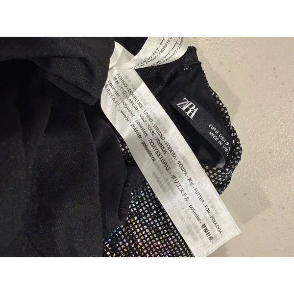Zara Mini Dress Small Criss Cross Halter Sparkly Ruched Bodycon Party Cocktail - Image 5