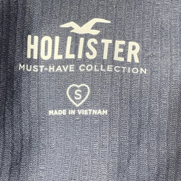 Hollister Ribbed Scoop‎ Neck Top Womens Small Blue Short Sleeve Must-Have Tee - Image 5