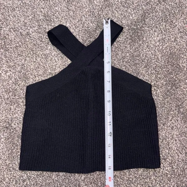 Sincerely Jules Black ribbed knit crop top with cross back detail - Image 4