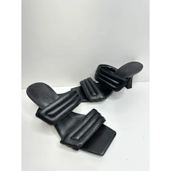 Abound Sandals Womens Size 5 Qarly‎ Heeled Black Square Toe Slip On Heels - Image 4