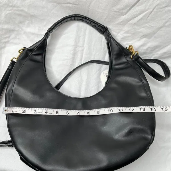 Melie Bianco Vegan Leather Black Danni Large Convertible Hobo Bag - Image 11