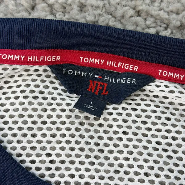 Tommy Hilfiger NFL Tennessee Titans Mesh Long Sleeve Jersey Top White Blue Large - Image 4