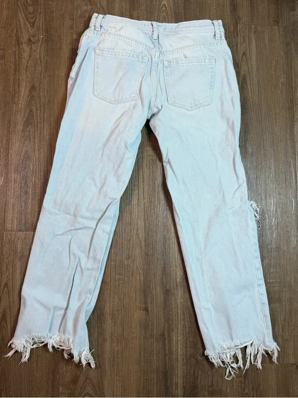 Free People We The Free Free People Distressed Wide Leg Jeans Light Wash Size 25 - Image 10