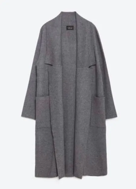 ZARA Long Knit Coat with Draped Neck - Image 6