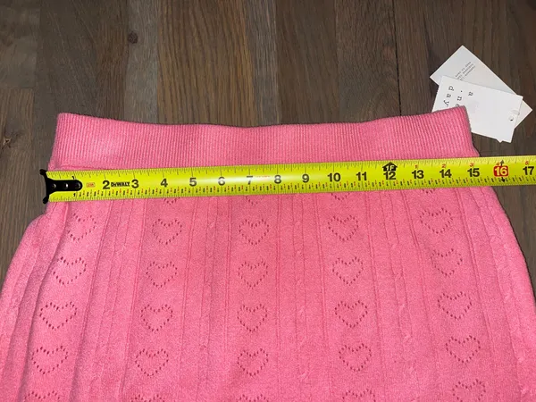 NWT A New Day Pink Pointelle Heart Knit Midi Skirt Size Small - Image 5