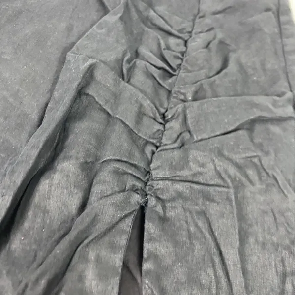 Showpo Skirt Womens 6 Black Linen Pencil High Waist Ruched Slit Midi Lined Party - Image 5
