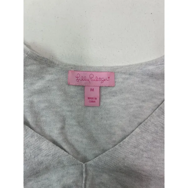 Lilly Pulitzer Martine Sweater Women's Light Gray Tassel Hem Long Sleeve Size M - Image 5