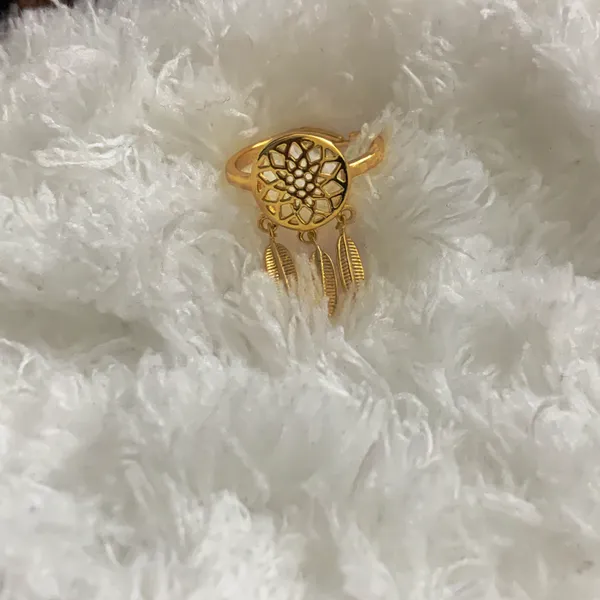 Handmade Dream Catcher Statement Ring Gold - Image 4