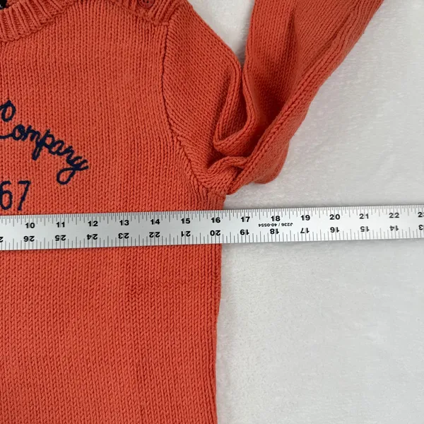 Polo Jeans Co Ralph Lauren Orange Cotton Blend Knit Sweater S Shoulder Button‎ - Image 7