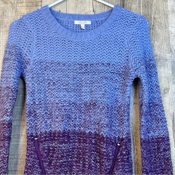 Delia’s XS Purple Crewneck Long Sleeve with Zippers(just for looks) - Image 3