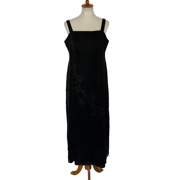 Morgan and Co Black Maxi Dress 15 Vintage Evening Formal Gown Special Occasion - Image 2