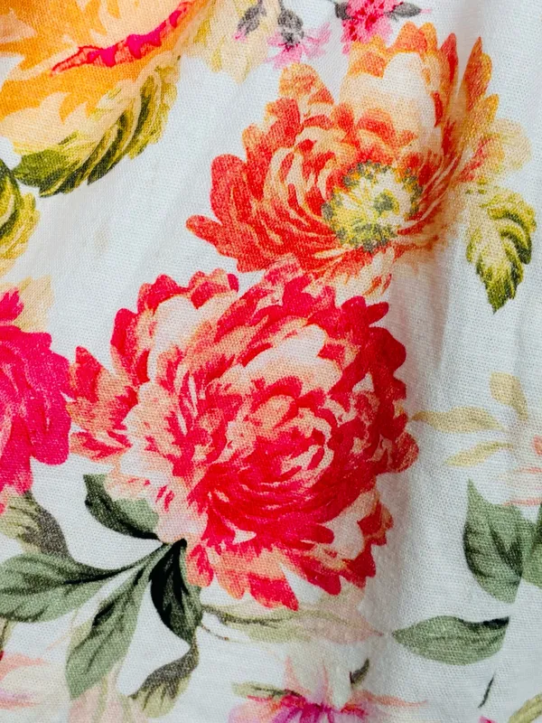 For Love & Lemons Julep Linen Blend Floral Mini Dress Coral Romantic. Small - Image 4