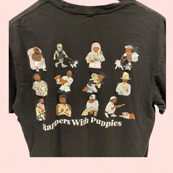 Dog Limited Rappers with Puppies black short sleeve t-shirt cotton trivia fun - Image 4