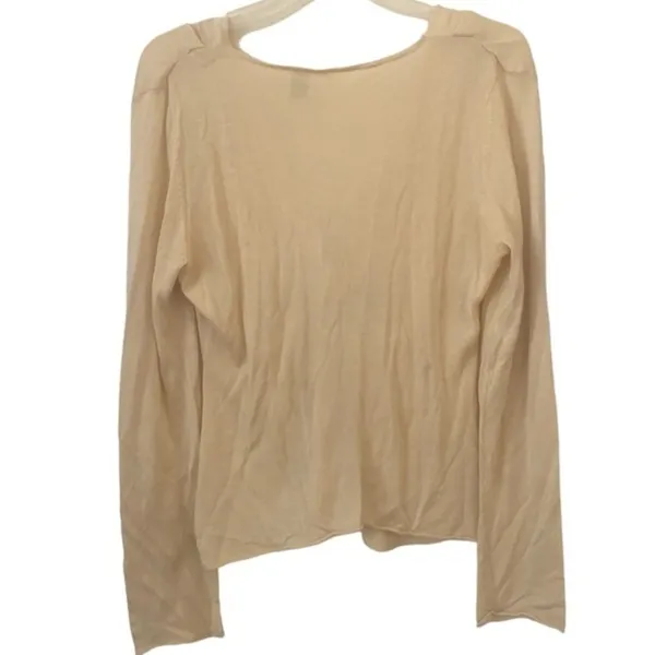 Anthropologie Moth Pale Yellow Vneck Plunge Knotted Pullover Top L - Image 3