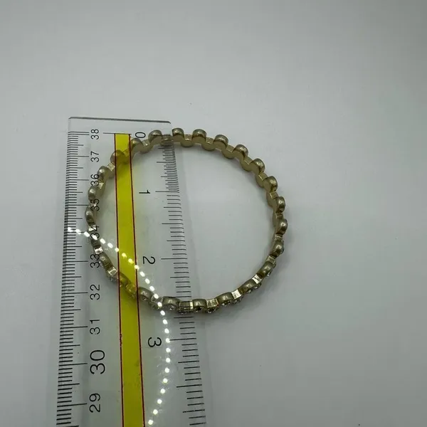 Gold tone and rhinestone bangle bracelet - Image 4