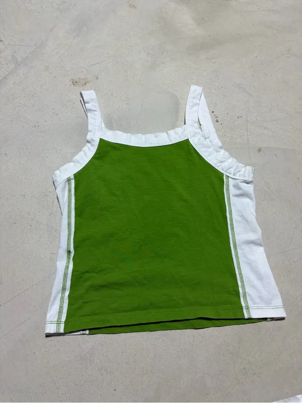 Pilcro Green & White Tank Top small - Image 3