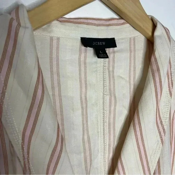 J. Crew Stripe Long Sleeve Wrap Blouse Size Large - Image 4
