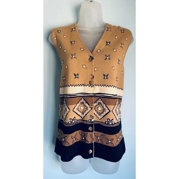 Vintage 90s Hand Embroidered Sweater Vest Susan Bristol Casuals Med Cottagecore - Image 6