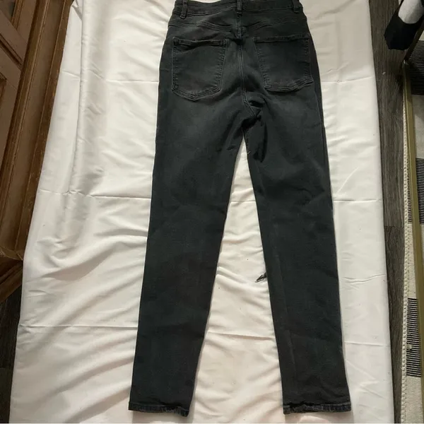 Free People We The Free High Rise Distressed Black Jeans 28 Casual Bikercore - Image 4
