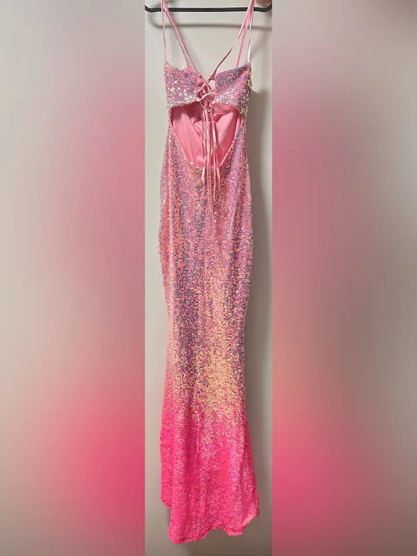 Jump Apparel Pink Multicolor Sequin Maxi Dress — Juniors’ Size 3/4 (S) - Image 4