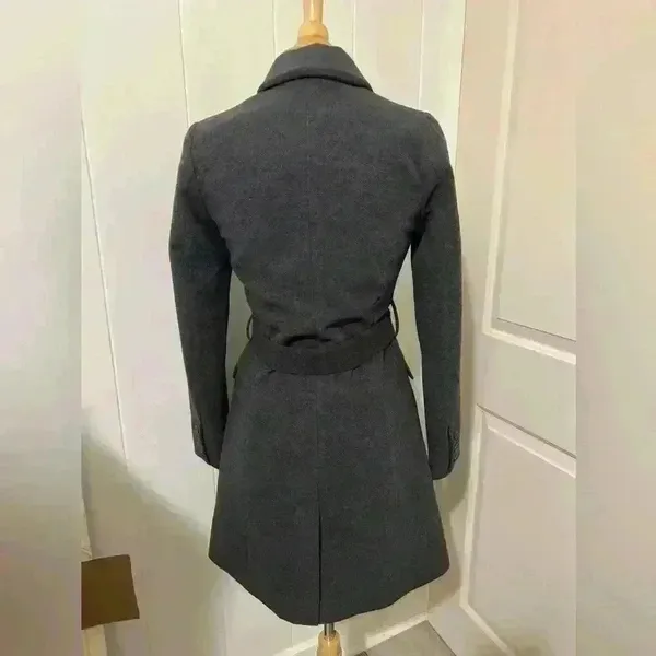 Vintage H&M Trench Coat Gray Size 6 Excellent Used Condition - Image 2