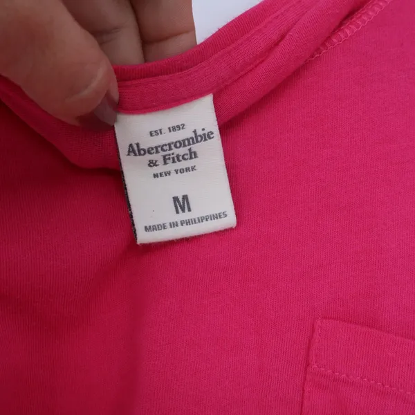 Abercrombie & Fitch T-Shirt Womens M Long Sleeve Pink Pocket Logo Excellent - Image 3