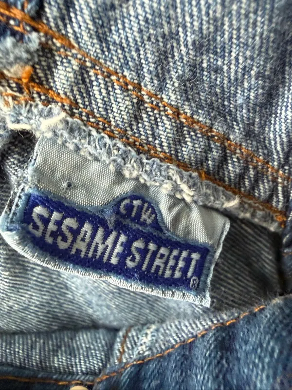 Vintage Sesame Street Elmo Denim Overalls S M - Image 7
