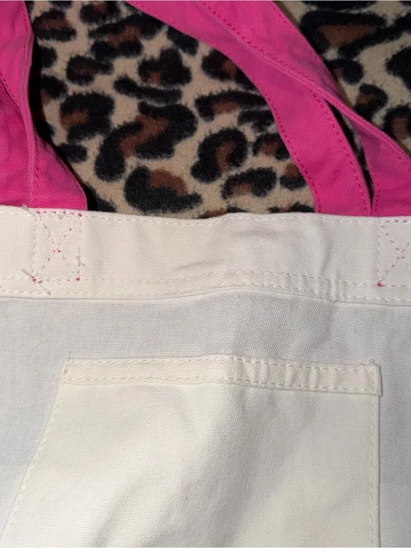 2000s vintage style abercrombie & fitch striped tote bag with pink moose & strap - Image 7