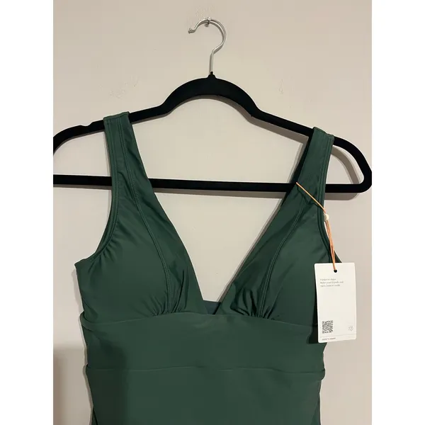 Quince Italian Plunge One-Piece Swimsuit in Palm Green Size S NWT! - Image 2