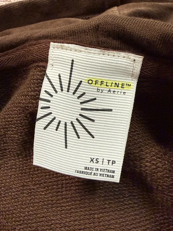OFFLINE By Aerie Throw-Back Cropped Hoodie Women’s Size XS Brown Athletic Hoodie - Image 6
