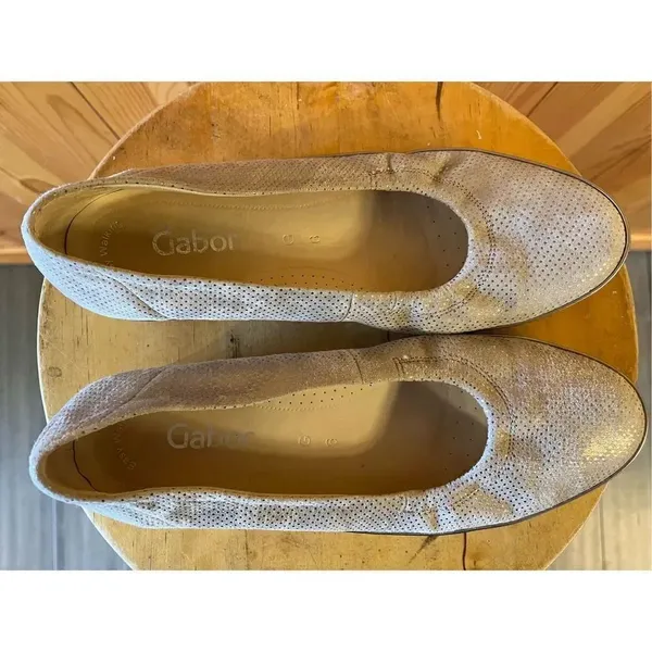 Gabor Comfort Womens Ballet Flat Gold Metallic Leather Suede Shoes UK 6 US 8 - Image 5