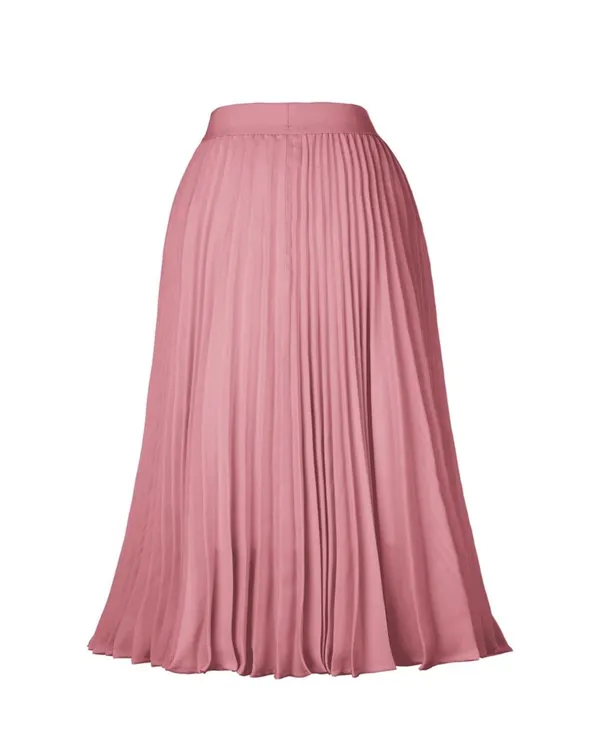 Kate Kaspin Women's High Elastic Waist Pleated Midi A-Line Swing Skirt Pink Larg - Image 5