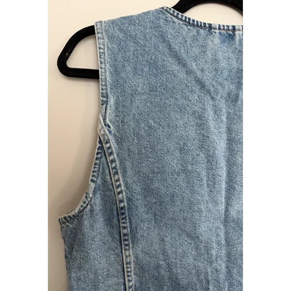 Free People We The Free Aimee Denim Long Vest‎ Ultra Light Beam Women's Size Med - Image 8