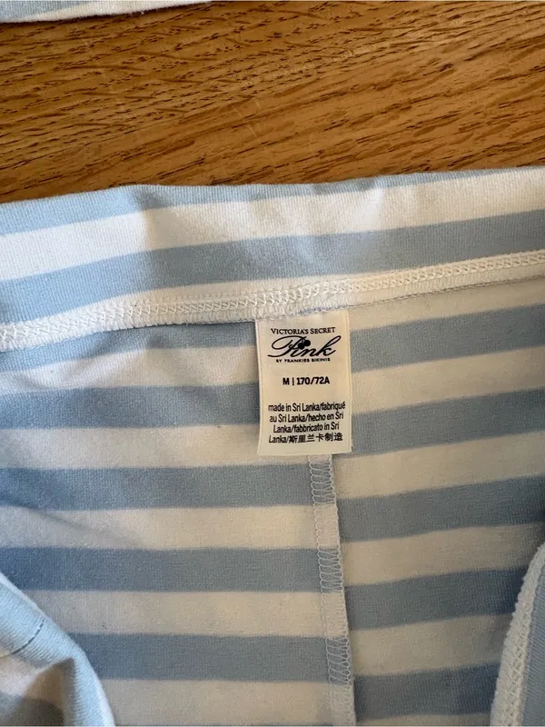 Frankie's Bikinis Light Blue & White Striped Lace-Trim Sleep Set - Image 4