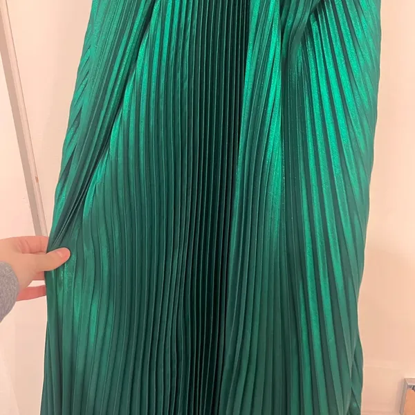 NEW Anthropologie Reiss Roya Women's Halter Neck Pleat Midi Dress Emerald Green - Image 6