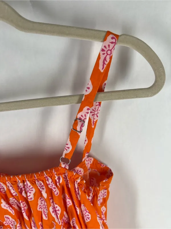 J.Crew Orange Pink Printed Smocked Cami Top Size 8 - Image 9