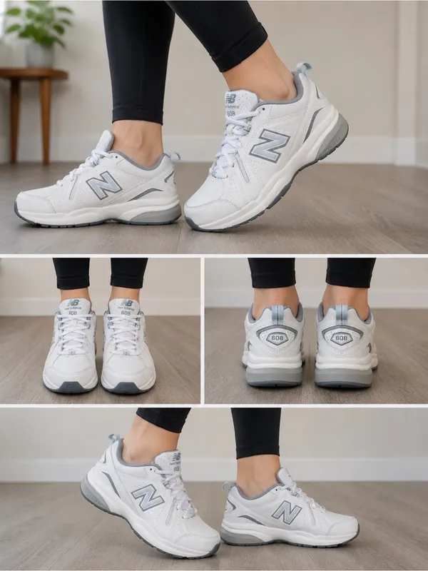 New Balance 608 V5 White Gray Walking Training Shoes Women’s Size 6.5 - Image 2