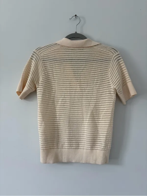 Everlane Cotton Merino Short Sleeve Knit Polo Cream XS - Image 6