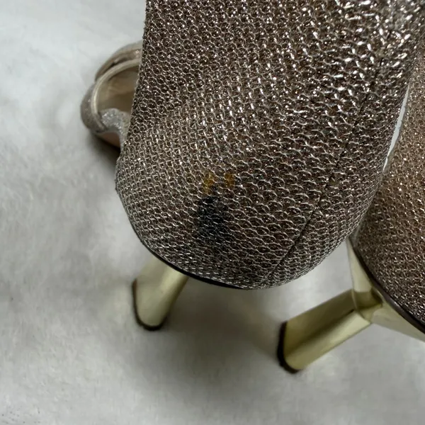 Franco Sarto Rania2‎ Champagne Gold Glitter Square Toe Flare Heel Sandals 7M - Image 6