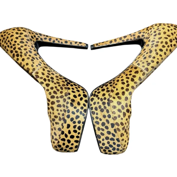 Diane von Furstenberg Shoes Womens Leopard Pony‎ Hair Calf Hair Stiletto Heels - Image 4