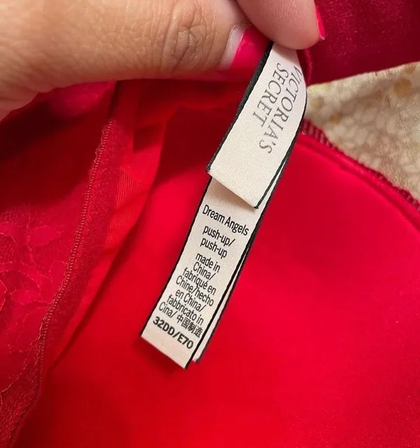 Victoria’s Secret Dream Angels Red Gold Lace Push Up Bra 32DD - Image 5