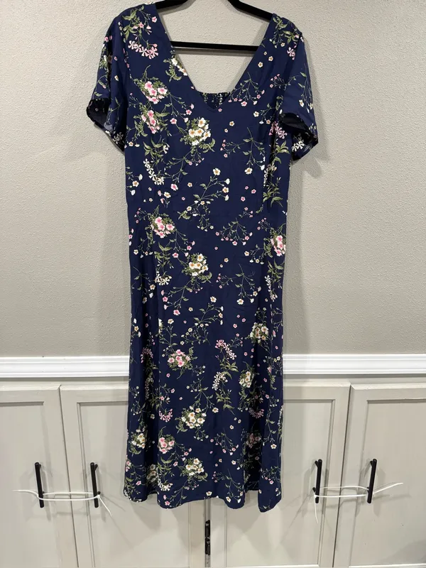 Old Navy Fit & Flare V Neck Midi Dress - Image 2
